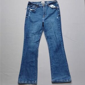 Kensie Jeans The Tessa High Rise Bootcut Distressed Blue Denim Size 14/32